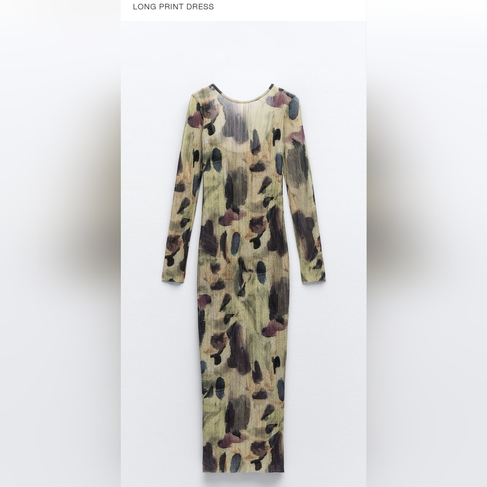 Zara Long Print Dress Size L